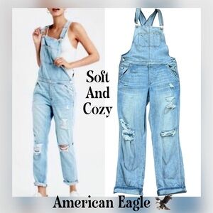 American Eagle Outfitters Tom Girl Blue Denim Overalls